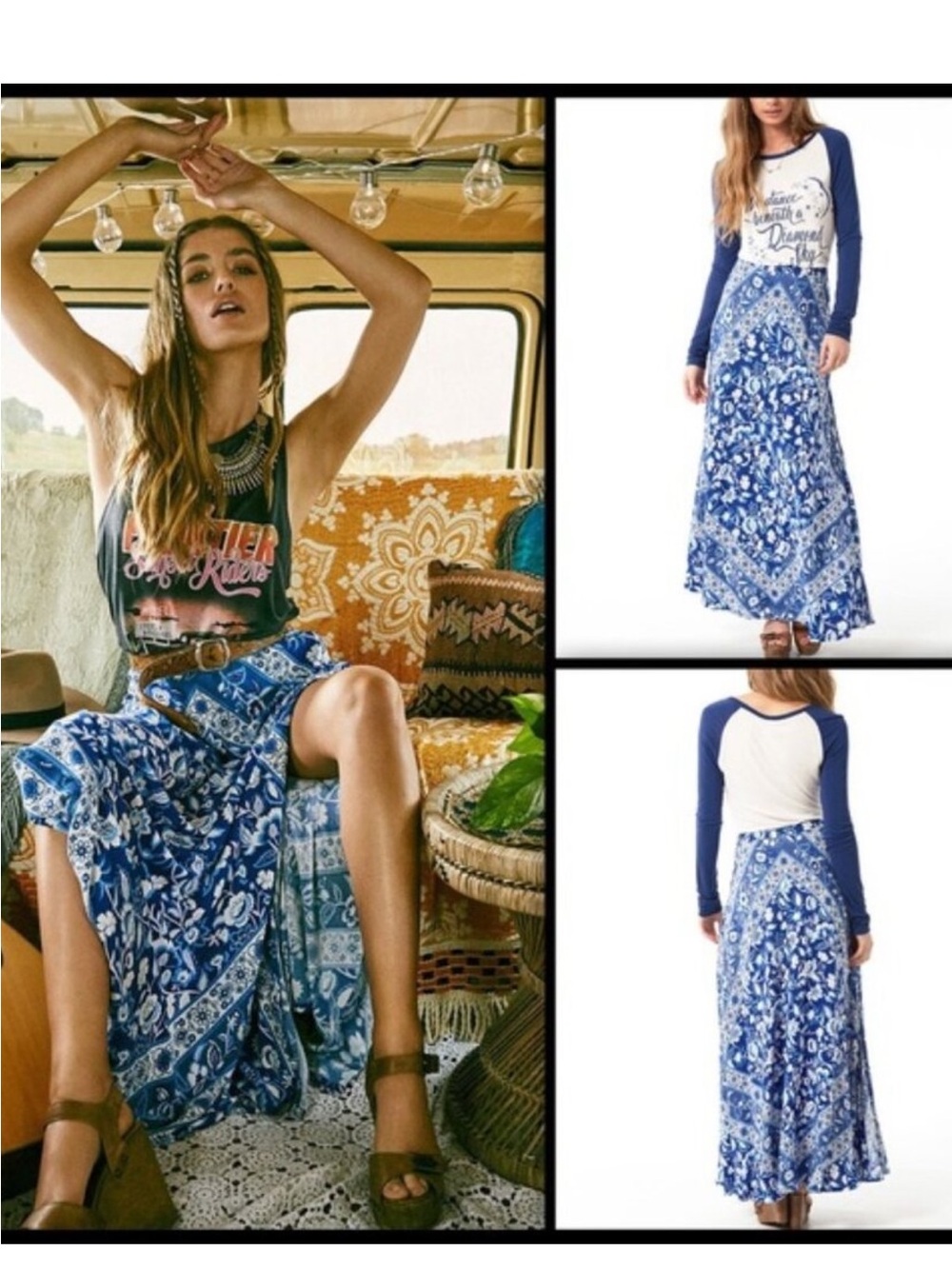 Spell Lolita Bluebell Floral Maxi Skirt S - Picture 14 of 16
